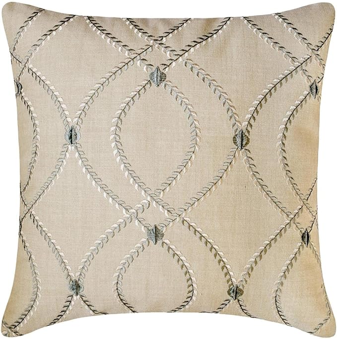 The HomeCentric Beige Bed Runner for King/Queen/Twin Cotton Linen Decorative Bed Scarf 53"x18" Bed Runner Without Pillow Cover, Geometric Bed Scarf Bedroom Décor Accent - Broderie Belle