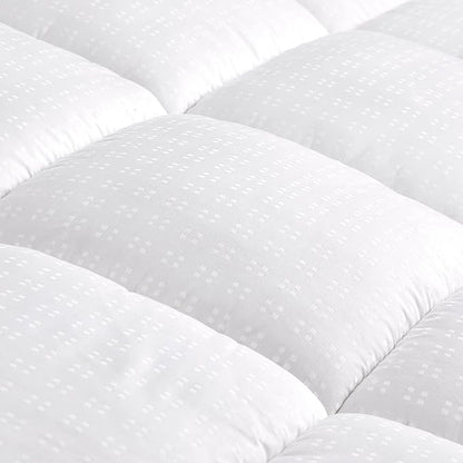 SLEEP ZONE Queen Size Cotton Mattress Pad, Machine Washable Mattress Protector Cover, Soft Cotton Top Cooling Mattress Topper Fits 8-21 inch Deep Pocket, Queen