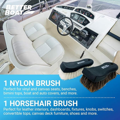 Upholstery Brush Set, Carpet and Car Cleaning Brushes, Horsehair Detailing Brush for Upholstery Cleaner, Leather, Interior, Boat, Couch, and Sofa Cleaning