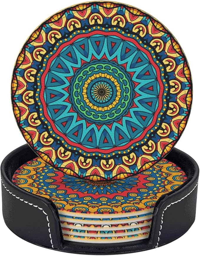 6 Pcs Mandala Drink Coasters