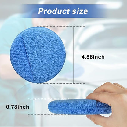 Wax Applicator Pad (8 Pack), 5 Inch Microfiber Applicator Pad with Finger Pocket, Washable Reusable Polishing Pads, Buffing Pads for Car Cleaning, Polishing and Detailing