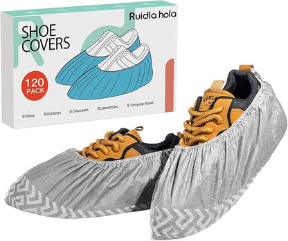 Shoe Covers Disposable 120 Pack, Non-Woven Booties for Shoes Covers,Durable Non Slip Shoe Protectors for Indoors, Breathable & Stretchable Fit for Most Sizes –Protector for Home, Real Estate, Work