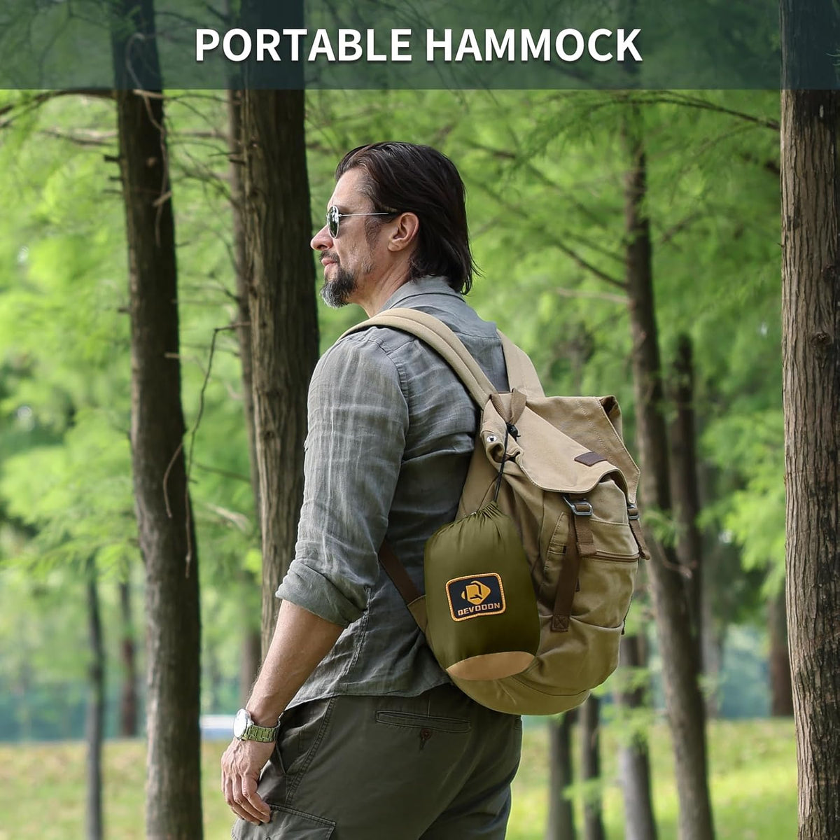 Camping Hammock with Net,Portable Lightweight Double Hammocks with Tree Straps and Solid D-Shape Carabiners,Parachute Nylon Hammock for Backpacking Beach Backyard Patio Hiking Green&Khaki