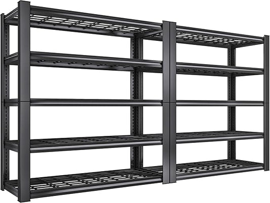 REIBII 3010LBS Storage Shelves 72" H Garage Shelving Heavy Duty Metal Shelving 5 Tier Adjustable Metal Shelves for Storage for Kitchen Pantry Warehouse Basement 72" H x 35.5" W x 16" D, 2 Pack