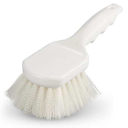 SPARTA 3662000 Flo-Pac Plastic Handle Utility Scrub Brush, Nylon Bristles, 2" Bristle Trim, 8" Length, White, 1 Count (Pack of 1)
