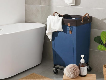 StorageWorks 160L Laundry Basket with Wheels, Large Rolling Hampers for Clothing Organizer, Dirty Clothes Basket for Hotel, Home, Closet, Dorm, Blue