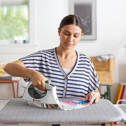 SINGER SteamCraft Steam Iron (1700W) | Steamer with Stainless Steel Plate, OnPoint Precision Tip for Hard-to-Reach Areas, Vertical Steam, Auto Shutoff & 300ml Tank Capacity – White