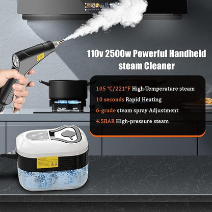 High Pressure Steam Cleaner, 2500W Portable High Temp Bathroom Power Steamer Cleaning Machine Steam Cleaner For Home Use Kitchen Grease Car Cleaning