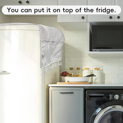 Coffee Table Cloth, Coffee Table Cover with Pockets and Tassel, Grey Grid for Living Room Small Rectangle Tablecloths Washer Dryer Fridge Top Dust Cover,Easy Care Machine Washable