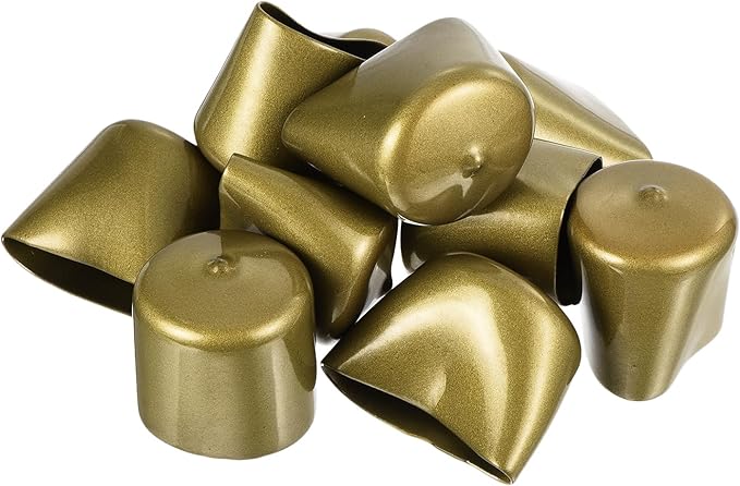 uxcell 20pcs Rubber End Caps 40mm ID Vinyl Round Tube Bolt Cap Cover Thread Protectors Gold