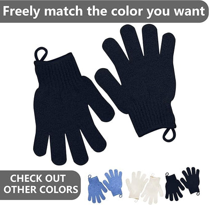 Exfoliating Glove with Hanging Loop - Bath Gloves 1 Pair Shower Gloves, Heavy Exfoliating Gloves for Men and Women Shower Gloves Body Wash Makes Skin Soft Healthy Body Exfoliating Gloves 1 Pair Black