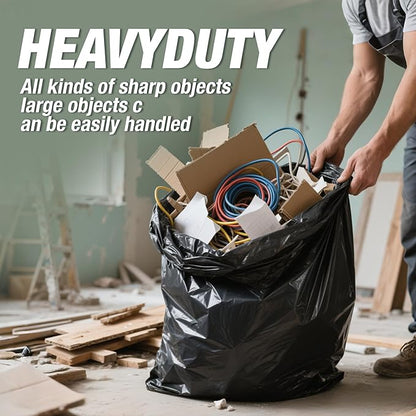 Heavy Duty Contractor Trash Bags 55-60 Gallon, 30 Count, 1.5Mil Extra Thick, Strong Black Garbage Bags, Leakproof Star Seal for Construction, Yard, Demolition Debris