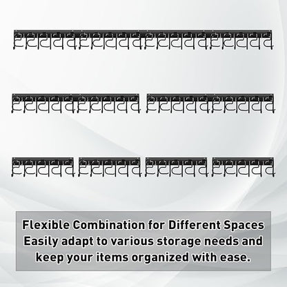 LEYU Metal Garage Tool Organizer Wall Mount, 2 Pack Garden Tool Organizer With Extension Cord Straps, Garage Organization Hooks and Hangers for Shed, Yard Storage, Wall Holder for Hanging Broom Mop