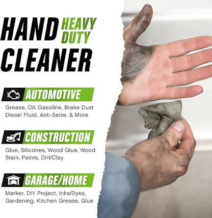 Grip Clean Heavy Duty Hand & Tool Cleaning Wipes – Waterless Hand Cleaner for Mechanics, Garage & Shop Use – Dual-Sided Grease, Oil & Paint Remover Wipes with Citrus Scent - 72ct (6 Pack)