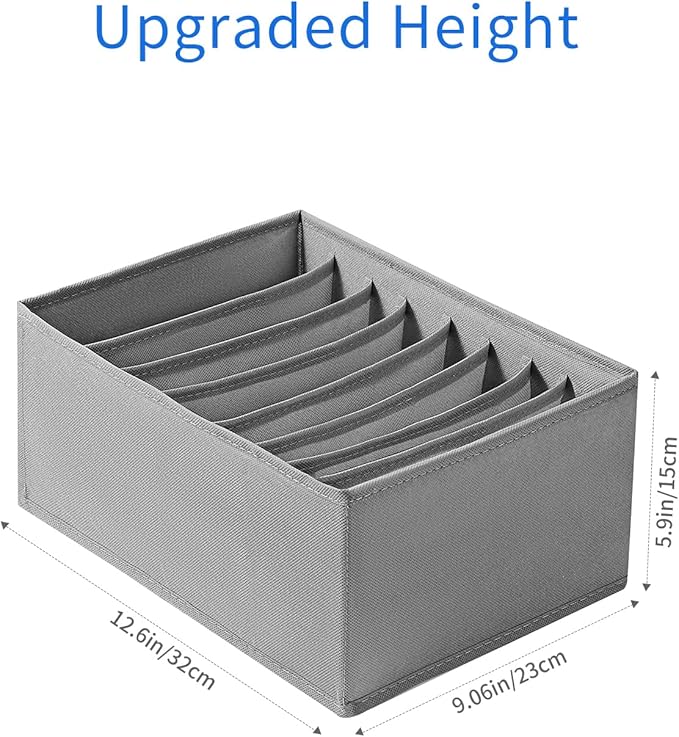 Coorganisers4 Packs T-shirt Drawer Organizers for Clothing,8 Grids Compartment Wardrobe Storage Box, Clothes Organizer for Folded Clothes, T-shirt, Legging-12.59''x9.05''x5.9