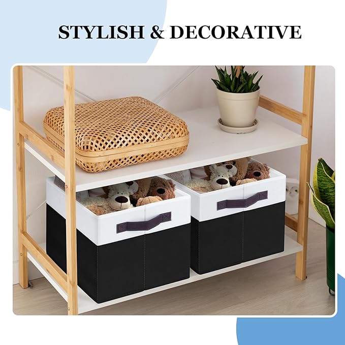 Criusia 8 Pack Large Storage Baskets for Room Organization, Multi-Purpose Bins for Closet, Shelves, Kitchen, Office, Decorative Fabric Foldable Storage Boxes with Handles (14L*10W*9.5H)