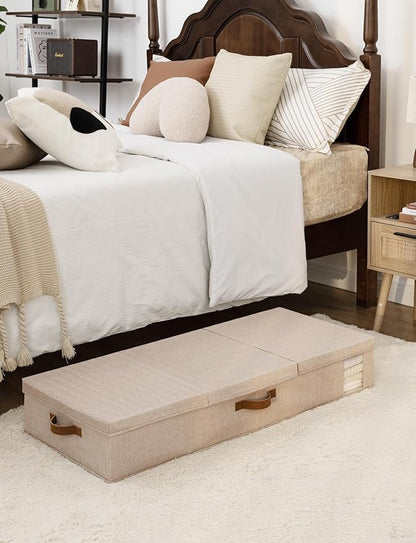 StorageWorks 2-Pack Jumbo Under Bed Storage Bins with Lids, Underbed Storage Containers with Handles and Label Holder, Closet Organizer for Clothes, Blankets, Sweater