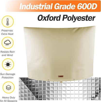 Backflow Preventer Pipe Insulation Cover (5°F) - Irrigation Sprinkler Valve Insulated Pouch - Water Well Pump Cover - Sturdy 5 Layers for Winter Freeze Protection, 40" W x 24" H, Beige