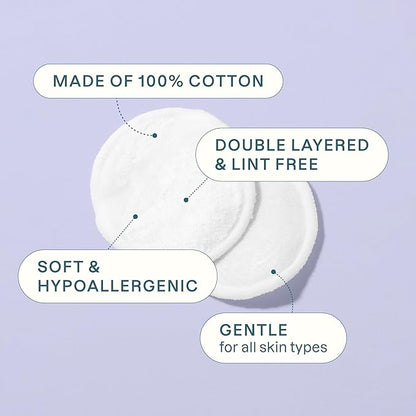 Cliganic Organic Cotton Rounds (500 Count) Makeup Remover Pads, Hypoallergenic, Lint-Free | 100% Pure Cotton (Packaging May Vary)