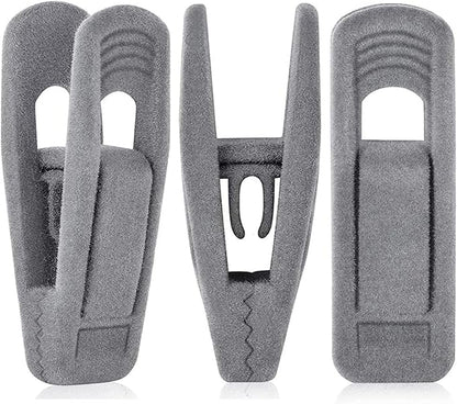 Grey Hanger Clips for Velvet Hangers - 40 PCS Gray Nonslip Velvet Hanger Clips, Skirt Hanger Flocking Clips Fit for Slim Velvet Hangers
