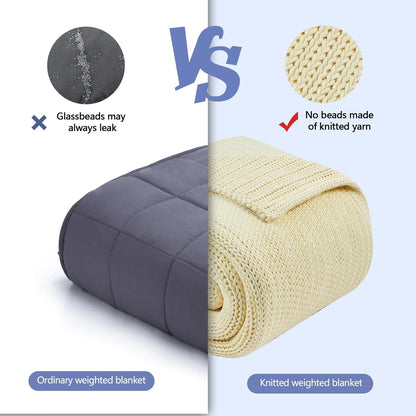 L'AGRATY Knitted Weighted Blanket - 48"x72" 12lbs Cooling Chunky Knit Heavy Blanket for Adults Braided Crochet Throw Thick Cable Yarn Knit Decorative No Beads Evenly Weighted Machine Washable