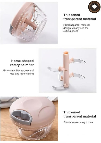 Generic Manual Vegetable Cutter Chopper, Hand Pull String Fruit and Vegetable Chopper and Mincer, Stainless Steel Blades, BPA Free (Green, 500ml), VS2024-04