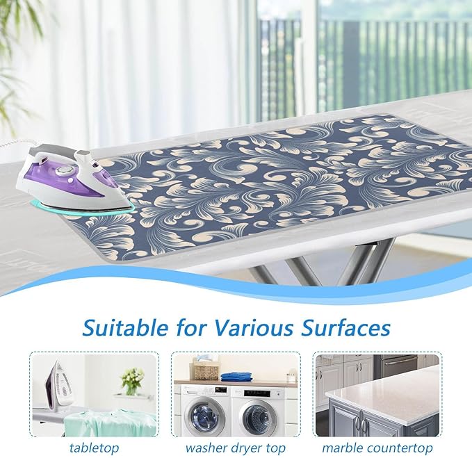 Ironing Mat for Table top Portable Ironing Pad Blanket for Washer Dryer Countertop Travel Damask