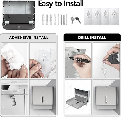 Commercial Paper Towel Dispenser Wall Mount with Key Pack of 2 Plastic 10⅞” Length X 8¼” Height X 3¾” Depth for Restroom
