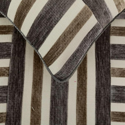 The HomeCentric King/Queen/Twin Beige & Grey Decorative Queen 74"x18" Bed Runner Without Pillow Cover, Patchwork Bed Scarf on Velvet Fabric - Striation