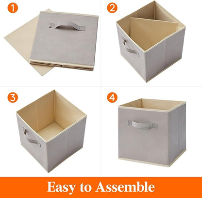 Lifewit 13 Inch Cube Storage Bins, 8 Packs Storage Cubes Foldable Decorative Fabric Storage Baskets for Organizing Home Organizers with Handles for Shelves, Closet, Light Gray