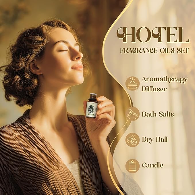 Hotel Fragrance Oils Set, Essential Oil Gift Set for Diffuser, Hotel Scent Diffuser Oil, Diffuser Scents Oil for Home, White Tea, Jasmine Mint, Sandalwood, Luxury Night, Seaside, Myway