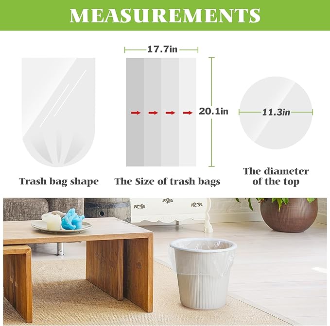2.6 Gallon 220 Counts Strong Trash Bags Garbage Bags by Teivio, Bathroom Trash Can Bin Liners, Small Plastic Bags for home office kitchen,fit 10 Liter, 2,2.5,3 Gal, Clear