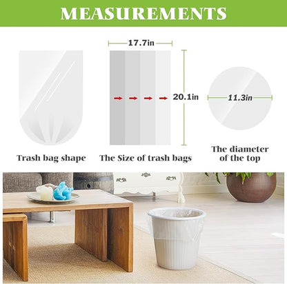2.6 Gallon 220 Counts Strong Trash Bags Garbage Bags by Teivio, Bathroom Trash Can Bin Liners, Small Plastic Bags for home office kitchen,fit 10 Liter, 2,2.5,3 Gal, Clear