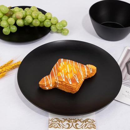 32pc Reusable Black Wheat Straw Dinnerware Sets Black Dishes