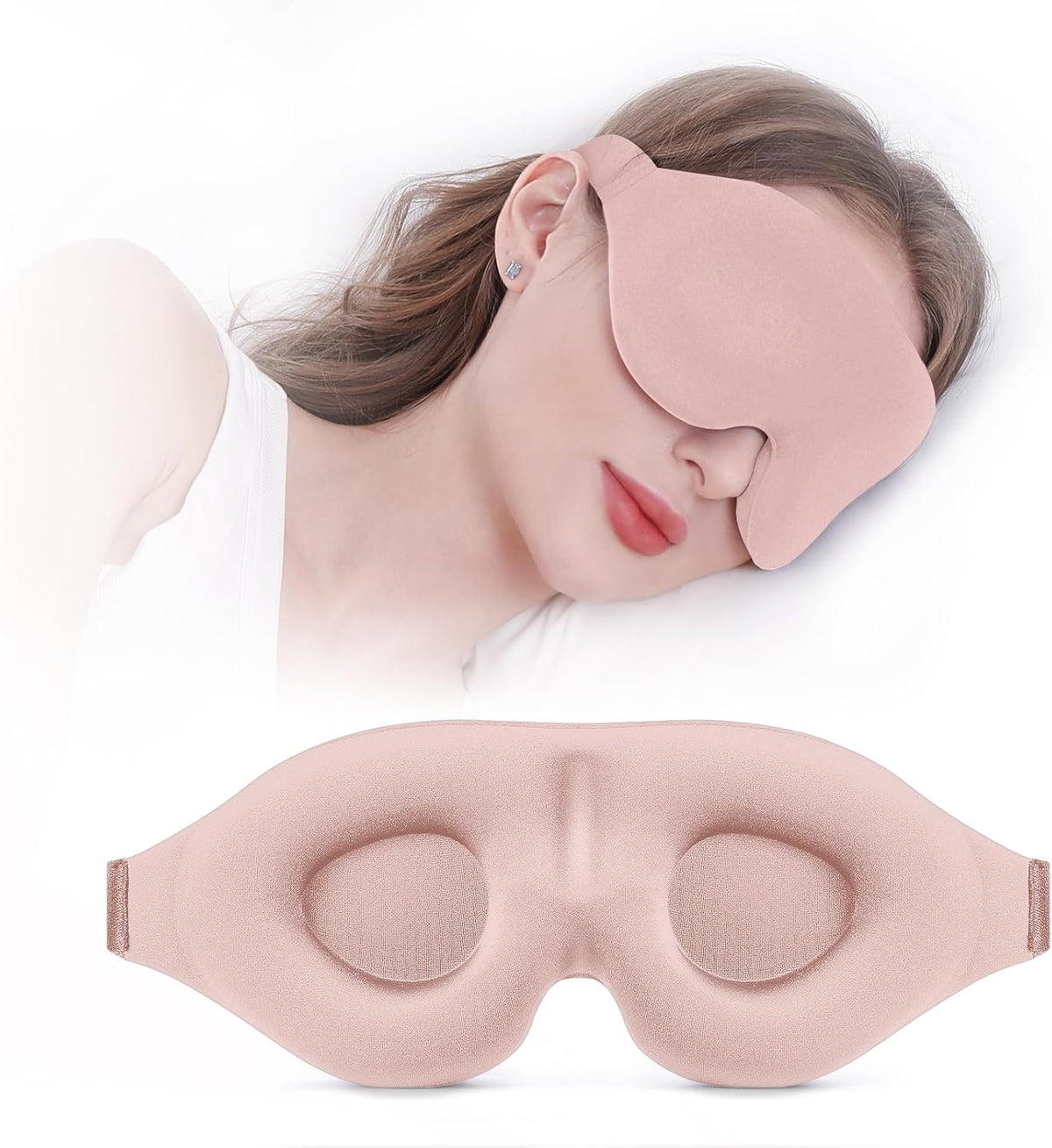 YIVIEW Sleep Mask for Side Sleeper, Complete Light Blocking 3D Pink Sleeping Eye Mask, Soft Breathable Eye Cover for Women Men, Relaxing Zero Pressure Night Blindfold