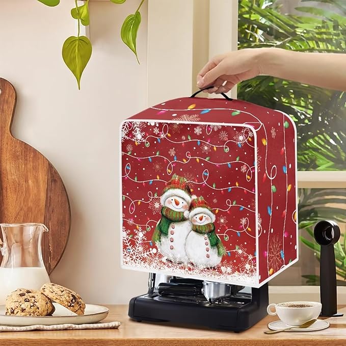 Coffee Maker Dust Cover, Cute Snowman Christmas Mixer Dustproof Protector Kitchen Appliance Xmas Decor
