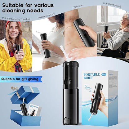 Peri Bottle for Postpartum Care-250ml Portable Bidet for Travel with 5 Sprayer Modes, 2000mAh Rechargeable Electric Bidet with 8 Replaceable Nozzles for Perineal Care & Post-Surgery Care (Black)
