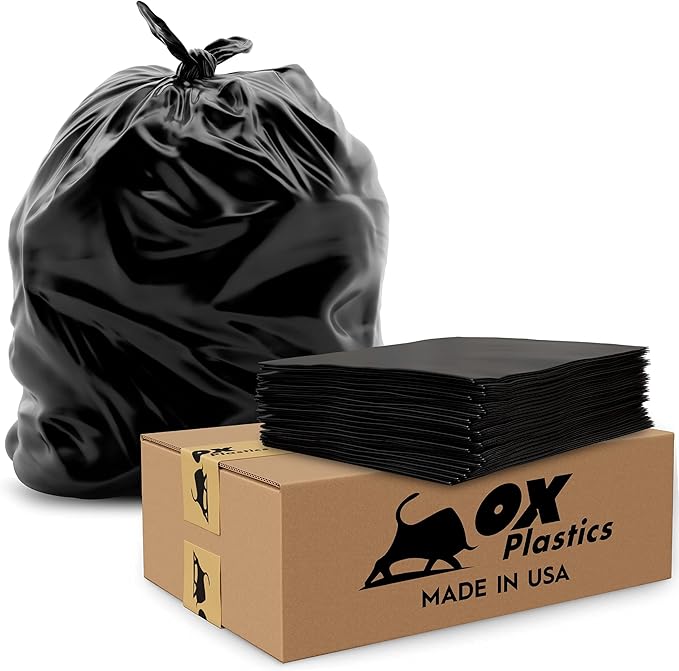 55 Gallon Trash Can Liners Bags 4 Mil - 50 Count & Thick Extra Heavy Duty Strength - Large Garbage Bag, Leak-Proof & Durable bags - Black