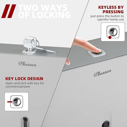 Commercial Paper Towel Dispenser Wall Mount with Key Pack of 2 Plastic 10⅞” Length X 8¼” Height X 3¾” Depth for Restroom