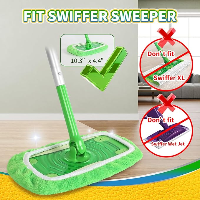 3 Pack Reusable 100% Coral Fleece Mop Pads Compatible with Swiffer Sweeper, Wet and Dry Flat mop Cover, Washable Pads Refills for Hardwood/Surface Floor Cleaning (Mop is Not Included)