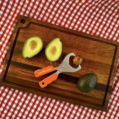 Pit Plucker Avocado Tool, Kitchen Utensil with Hinged Handles, Wedge-Shaped Jaws for Pit Removal (Orange)