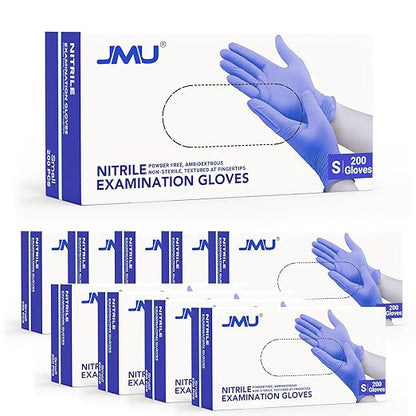 JMU Nitrile Gloves Small Bulk 2000 Count, 3.5 Mil Disposable Gloves Latex-Free, Violet Blue