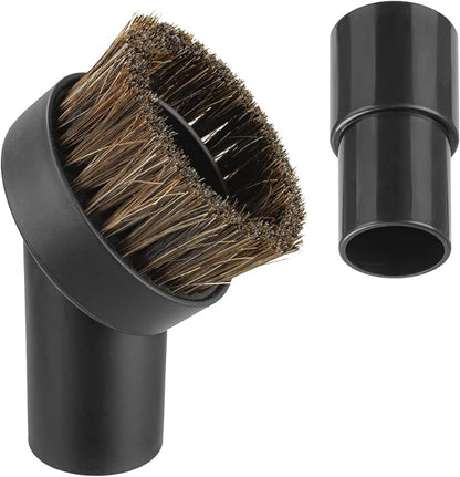 Vacuum Attachments & Brushes, Vacuum Horsehair Brush with 1-1/4 to 1-3/8 Inch Vacuum Hose Adapter, Vacuum Brush Attachment for Shark Vacuum and Shop Vac Attachments and Most Household Vacuum Cleaners