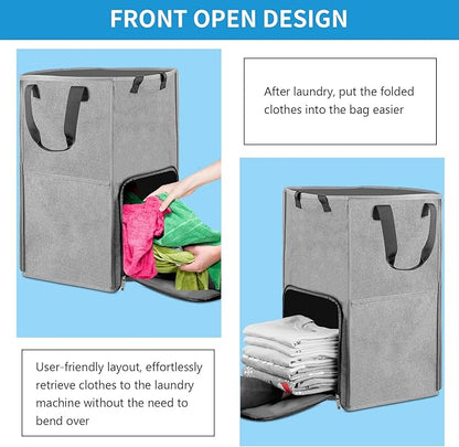 Laundry Backpack Bag, Bukere Extra Large 2 in 1 Laundry Hamper Basket for College Students Dorm Essentials, Adjustable Shoulder Straps, Freestanding Laundry Bag for Apartment, Laundromat, Travel