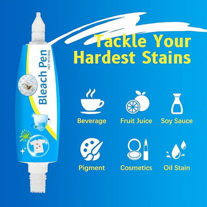 Bleach Pen，Bleach gel for Clothing, Portable bleach pen，More effective stain removal，Accessories,Instantly Remove New Stains(2pcs)