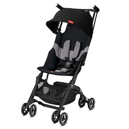 gb Pockit+ All-Terrain, Ultra Compact Lightweight Travel Stroller with Canopy and Reclining Seat in Velvet Black