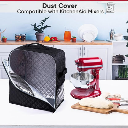 BAGSPRITE Stand Mixer Cover with Appliance Sliders Base Compatible with KitchenAid Mixer-Storage Bag for 6/7/8 Quart with Pockets for Kitchen Aid Accessories and Attachments