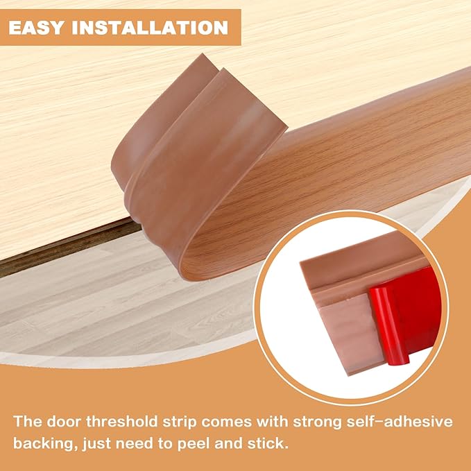 Vinyl Door Threshold Flooring Transition Strip Self Adhesive Carpet Edging Strip for Laminate Doorway Edge Threshold from 3/5" to 4/5" (Yellow Wood Grain, 3.3 Ft)