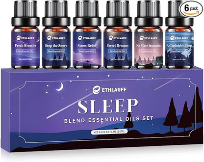 Sleep Essential Oils, Essential Oil Blends for Diffusers for Home (Relax, Stress Relief, Fresh Breathe, Sweet Dreams) Candle Making Scents, Relaxation Gift for Women and Men