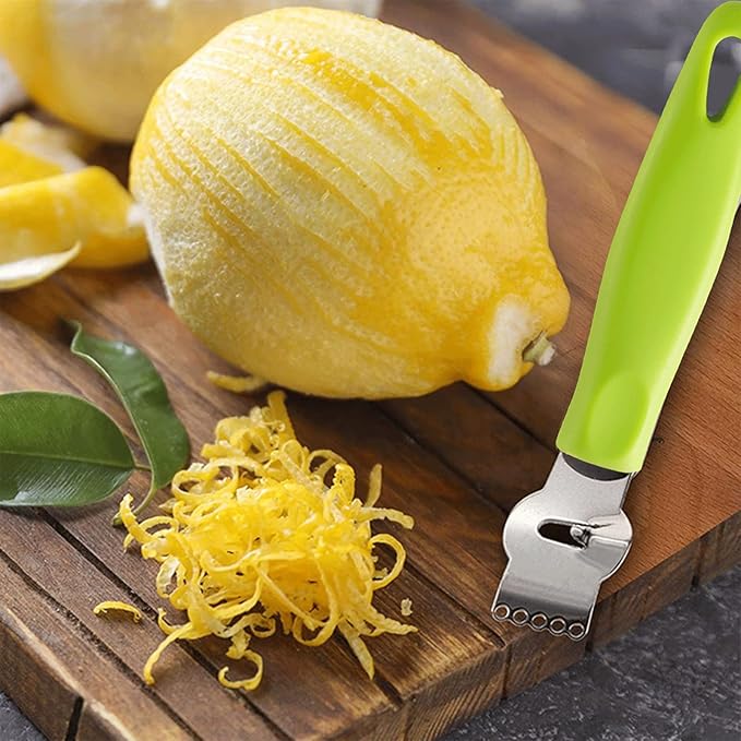 3Pcs Lemon Zester Tool Citrus Peeler Zester Grater with Plastic Handle Stainless Steel Fruit Grater Peeling Knife Multipurpose Kitchen Gadgets Bar Accessories